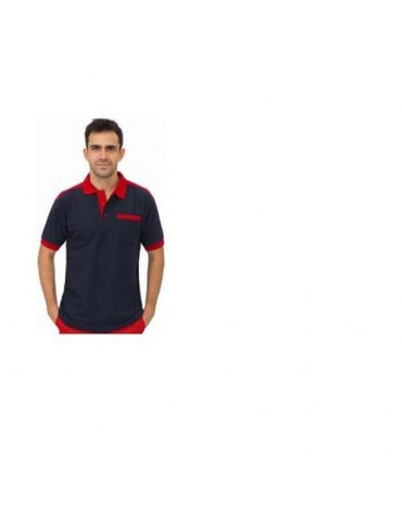 POLO CARGO CON BOLSILLO MANGA CORTA AZUL/ROJO XL
