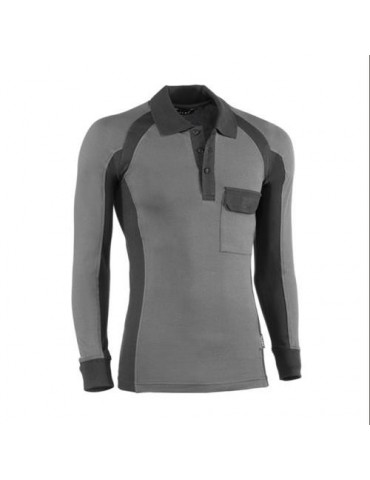 POLO PIQUE MANGA LARGA FLEX GRIS/NEGRO 671-XL