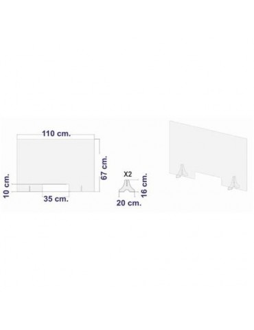 PANTALLA POLICARBONATO SOBREMESA 100X67CM.X3MM.