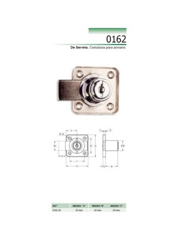 CERRADURA SOBREPONER ARMARIO CROMO 362/20