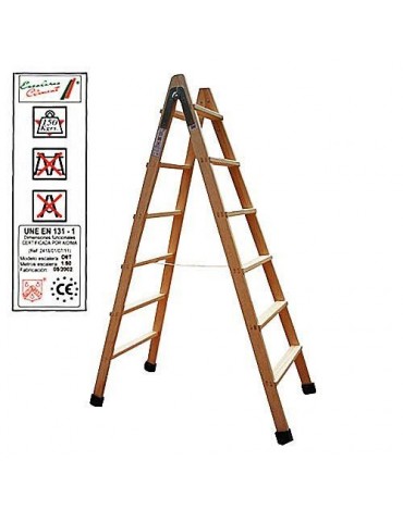 ESCALERA MADERA DOBLE 5-PELDAÑOS CON TACO D5T