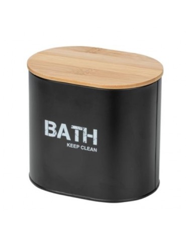 CESTA DE BAÑO CON TAPA GARA NEGRO 24327