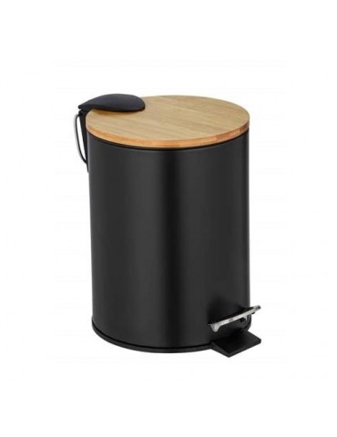 CUBO DE PEDAL EASY-CLOSE TORTONA 3 L, NEGRO/BAMBU