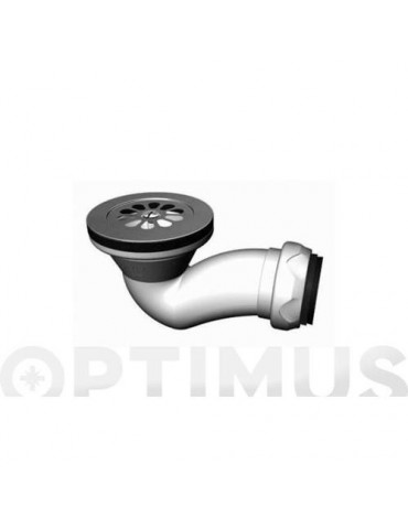 VALVULA SIFONICA DUCHA Ø60MM.HORIZONTAL CURVA 40MM