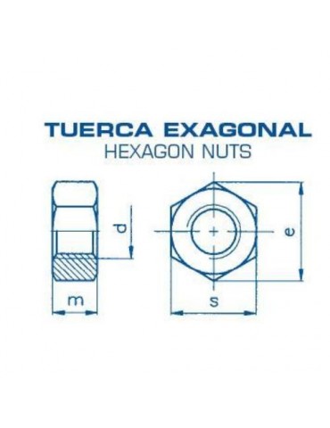 TUERCA EXAGONAL 934 INOX. A-2 16 (CENT.)