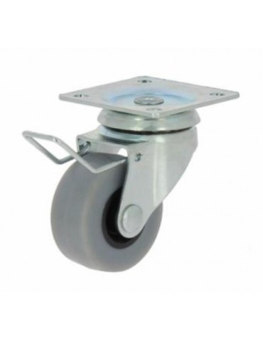 RUEDA CON SOPORTE PLACA ARO GOMA 40 C/FRENO 17129