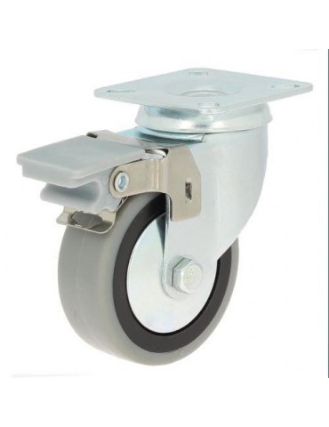 RUEDA CON SOPORTE PLACA ARO GOMA 50 C/FRENO 79326