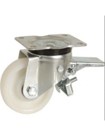 RUEDA CON SOPORTE ARO NYLON 125MM PLACA FRENO