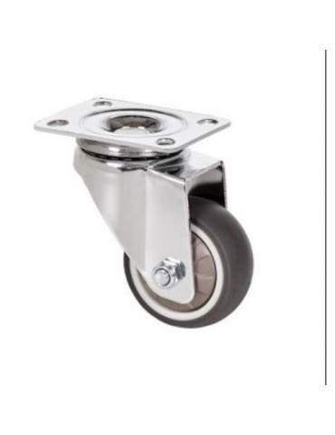 RUEDA GIRATORIA CON PLACA Y GOMA GRIS 50MM