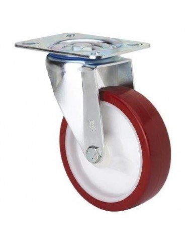RUEDA POLIURETANO ROJA GIRATORIA 125 MM. 2-2357