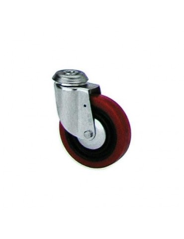 RUEDA POLIURETANO ROJA GIRATORIA 100 MM. 2-2468