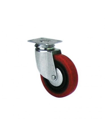 RUEDA POLIURETANO ROJA GIRATORIA 60 MM. 2-2522