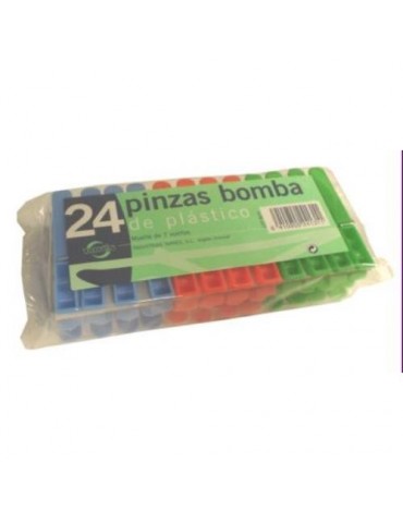 PINZAS ROPA PLASTICO BOMBA (PAQUETE 24)