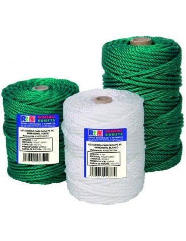 CUERDA CABLEADA PO. 4 CABOS 6 MM. VERDE 100 M.