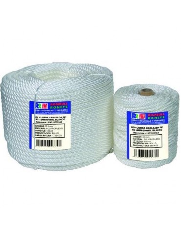 CUERDA CABLEADA PP. 4 CABOS 12 MM. BCO.100 M.