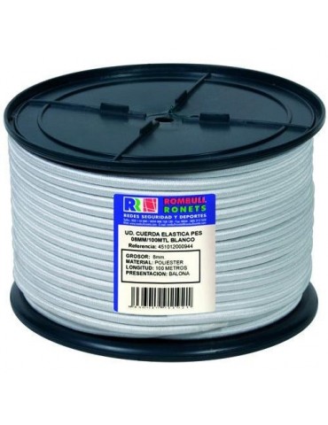 CUERDA ELASTICA POLIESTER 8 MM. BLANCA 100 M.