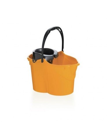 CUBO CON ESCURRIDOR OVALADO 15 L. NARANJA 09050