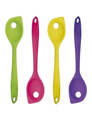 CUCHARA SILICONA FLUOR 27 CM. COLORES SURTIDOS