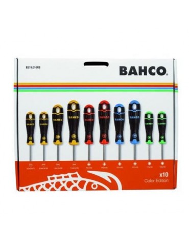 JUEGO 10 DESTORNILLADORES COLORES BAHCOFIT