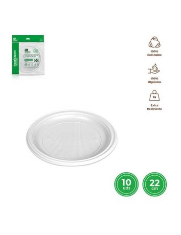 PLATO LLANO REDONDO BLANCO 22CM. (PACK-10UD)