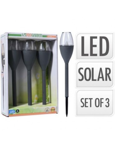 PACK 3 PINCHOS LUZ SOLAR RECARGABLE 38CM DX9200040