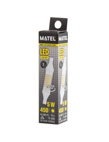 BOMBILLA LED LINEAL 78MM R7S 5 WATIOS 360º CALIDA