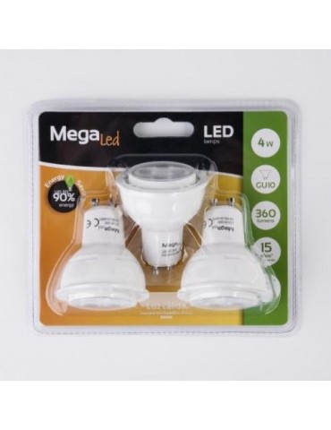 DICROICA GU10 4 W. 360 LUZ CALIDA (PACK-3)