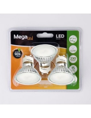 BOMBILLA GU10 SMD CRISTAL 3 W. HALOGENA (PACK-3)