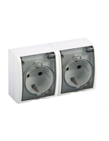 BASE ENCHUFE DOBLE BCO. AQUARIUS ESTANCO FAQ45930