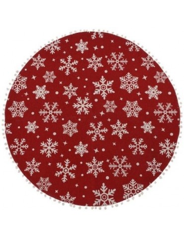 ALFOMBRA REDONDA ROJA CON MOTIVO NAVIDEÑOS