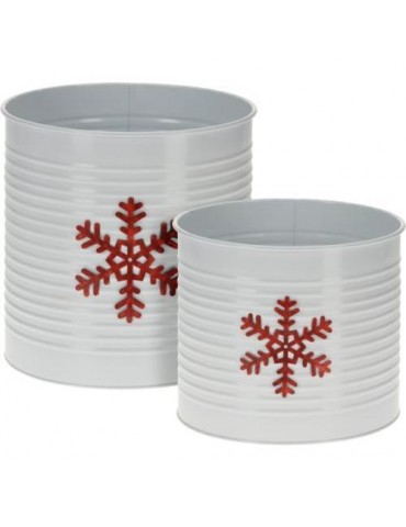SET 2 MACETEROS METALICOS BLANCO AZ3000220
