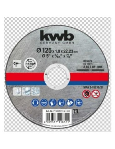 DISCO CORTE INOX/METAL 125X1MM KWB