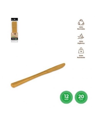 CUCHILLO ORO 20CM REUTILIZABLE 12UDS 1783R