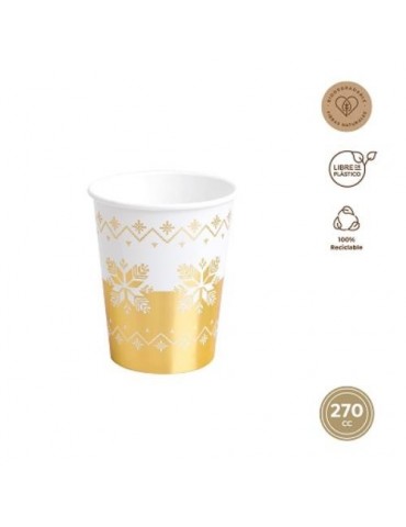VASO CARTON 270CC ORO METALIZADO 6UDS 7666