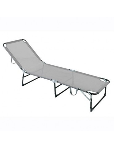 CAMA PLEGABLE EN ACERO GRIS Y TEXALINE GRIS