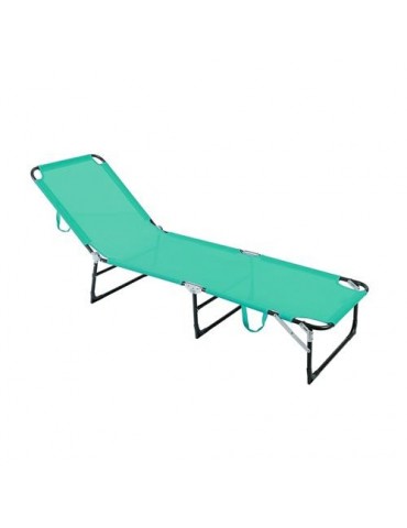 CAMA PLEGABLE EN ACERO GRIS Y TEXALINE TURQUESA