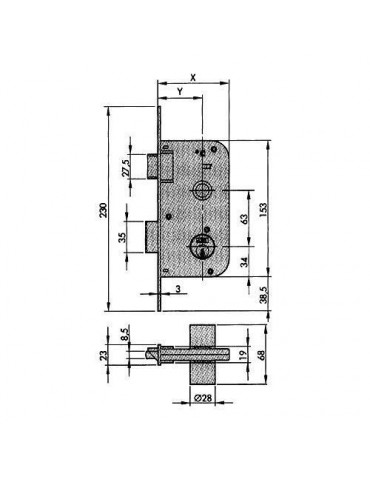 CERRADURA EMBUTIR 45-70 HL