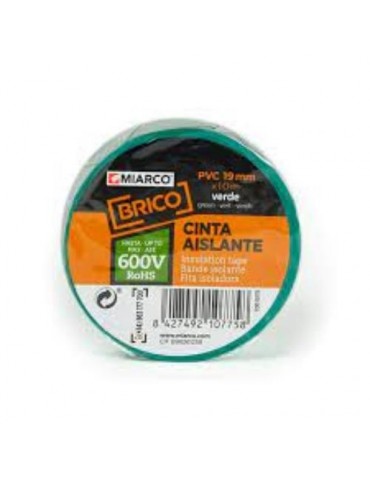 CINTA AISLANTE BRICO 19MMX20M VERDE  10785
