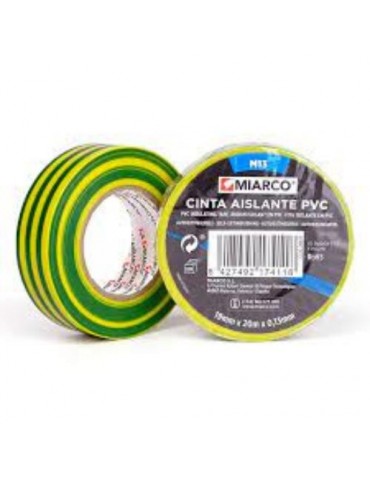 CINTA AISLANTE BRICO 19MMX20M VERDE/AMARILLA 10787