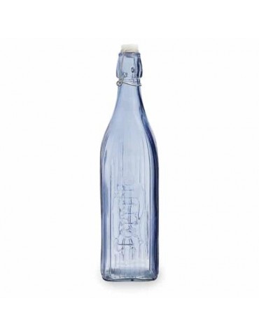 BOTELLA VIDRIO GASEOSA CUADRAD 1L AZUL VIBA