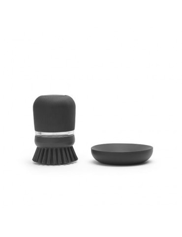 CEPILLO FREGAPLATOS C/DISPENSADOR JABON NEGRO OSC.