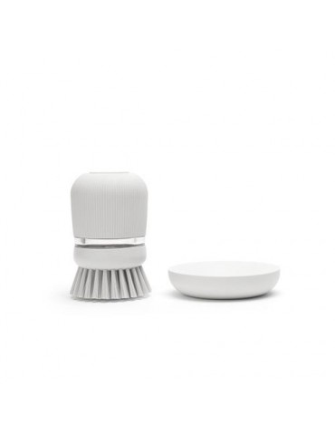 CEPILLO FREGAPLATOS C/DISPENSADOR JABON GRIS CLARO