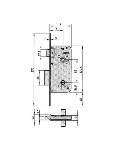 CERRADURA SEGURIDAD 8800/80 BC YL6 70 M3 5 LLAVES