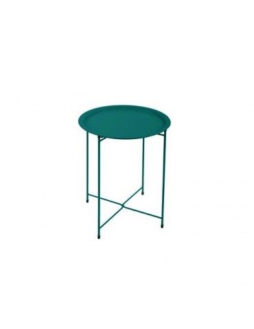 MESA AUXILIAR PLEGAB.ACERO Ø46CM.CORDELIA TURQUESA