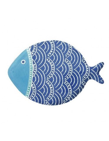 PLATO PESCADO GRANDE 31X21.5CM PORCELANA AZUL