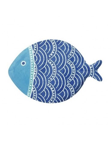PLATO PESCADO PEQUEÑO 27X19CM PORCELANA AZUL