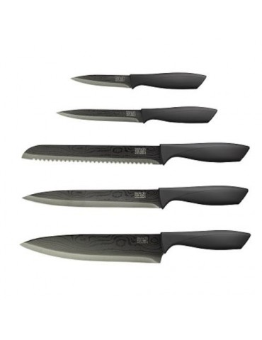 SET 5 CUCHILLO COCINA DAMASK BLACK TITANIUM LOR255