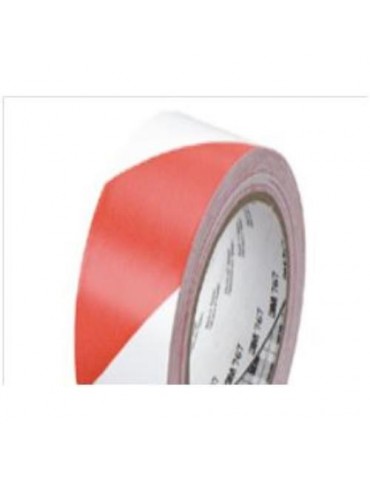 CINTA VINILO FRANJAS SEGURIDAD ROJO BLANCO     767