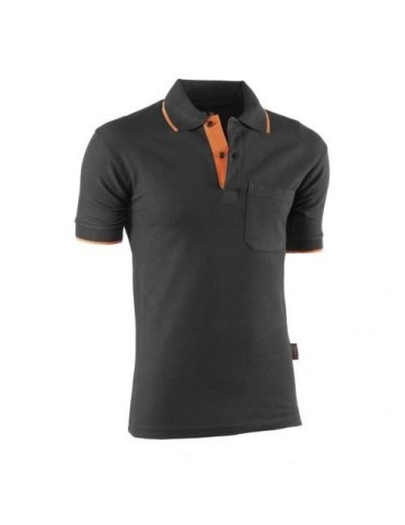 POLO TOP RANGE MANGA CORTA NEGRO/NARANJA 647 3XL