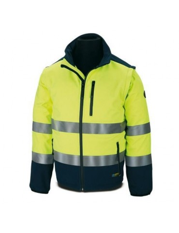 CAZADORA TIPO SOFT SHELL AMARILLA AZUL T.XXL